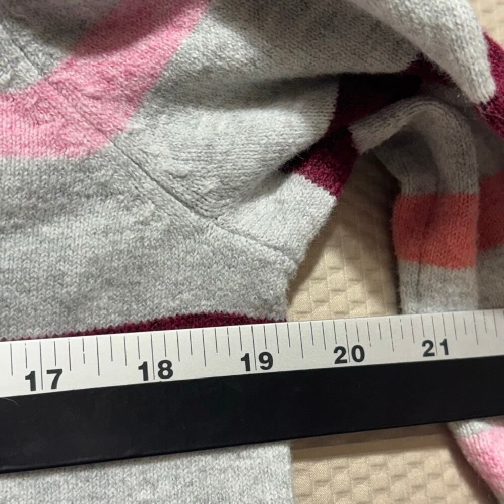 LOFT Women's Medium Stripe Pullover Boatneck Sweater Gray Pink Burgundy - Picture 8 of 10